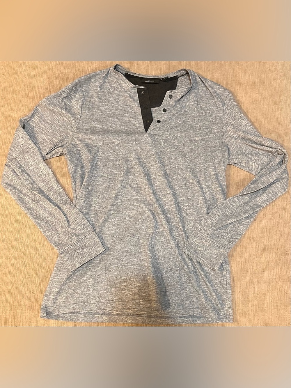 Marc Anthony Black Heather Button-Front Henley
